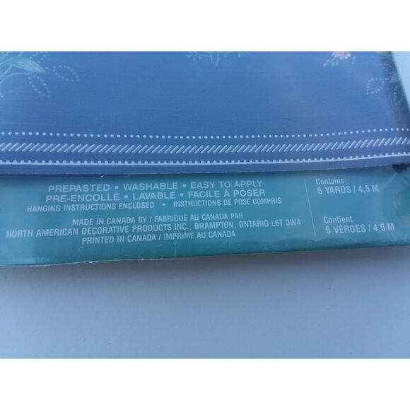 Vintage Signature Wallpaper Border Navy Pink Flowers 5 yards Cottage Core - Picture 5 of 5